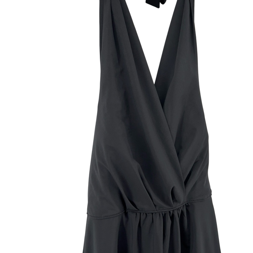 Athleta Go Anywhere Halter Dress Sz 8 Black Built In Bra  Featherweight Stretch - Picture 6 of 16